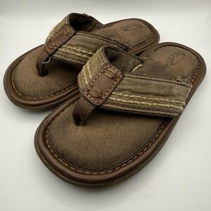 Omega Brown Casual Flip Flop Sandals - Earth Brown Tone Straps Toddler 9c